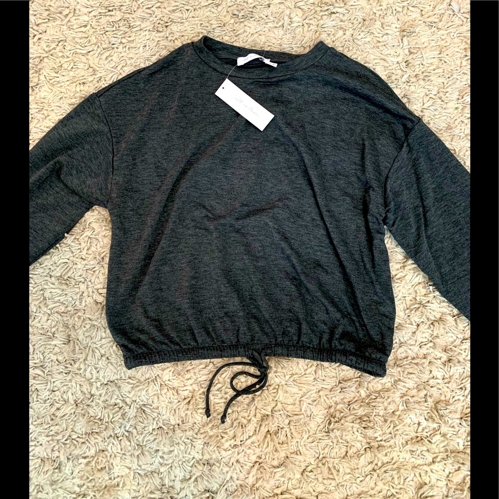 Charcoal Long-Sleeve Cropped Sweater